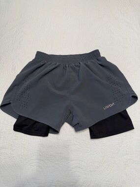 Women's Athletic 2-in-1 Running Shorts — Charcoal/Black